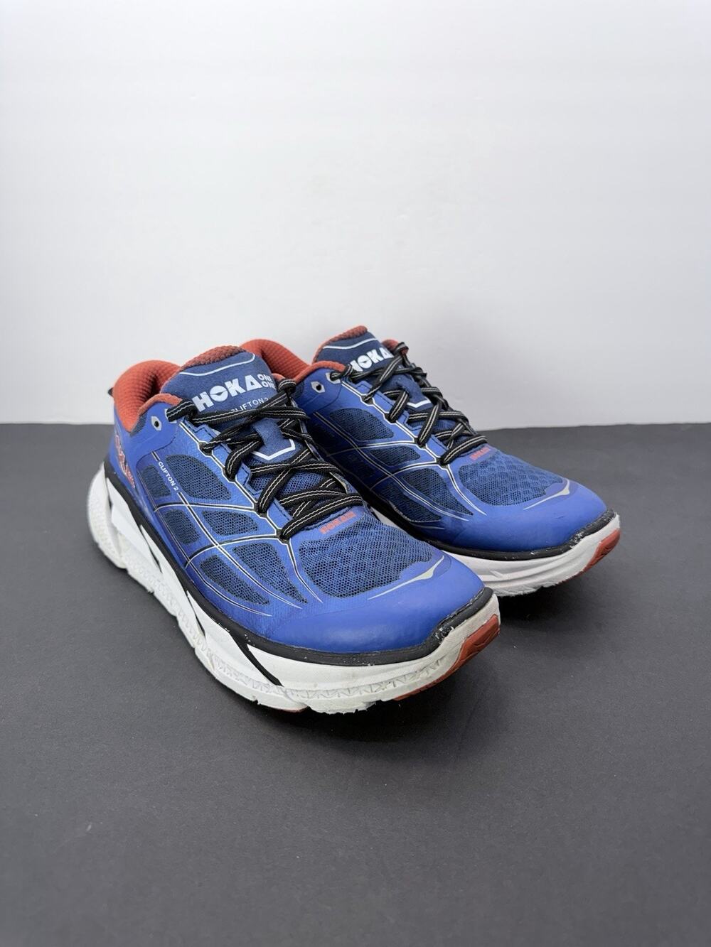 Hoka One One Clifton 2 Men’s Size 8 Blue orange Running Shoes